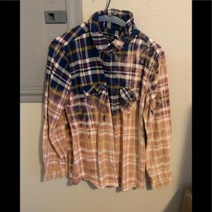 Plaid button down tie dye shirt never worn